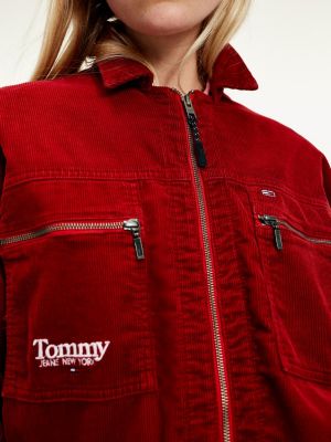 Cropped Fit Cord Jacke Rot Tommy Hilfiger