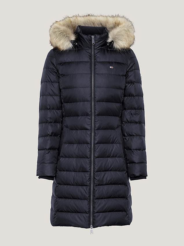 black essential hooded down-filled coat for women tommy jeans