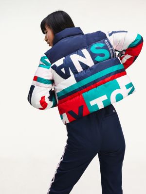 tommy hilfiger color block puffer jacket