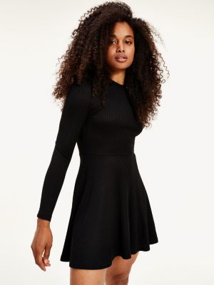 Ribbed Fit And Flare Dress | BLACK 