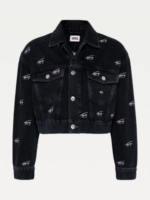 tommy hilfiger denim jacket black 