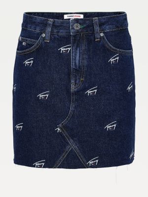 tommy jeans embroidered denim mini skirt