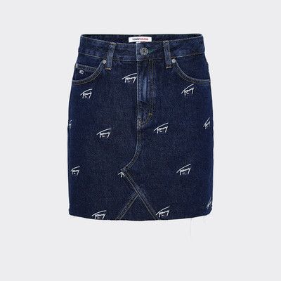tommy jeans embroidered denim mini skirt