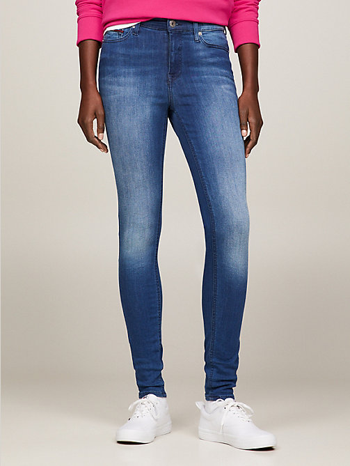 denim nora mid rise skinny jeans met fading voor women - tommy jeans