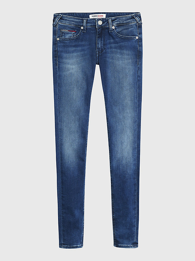 denim sophie skinny fit jeans mit fade-effekt für damen - tommy jeans