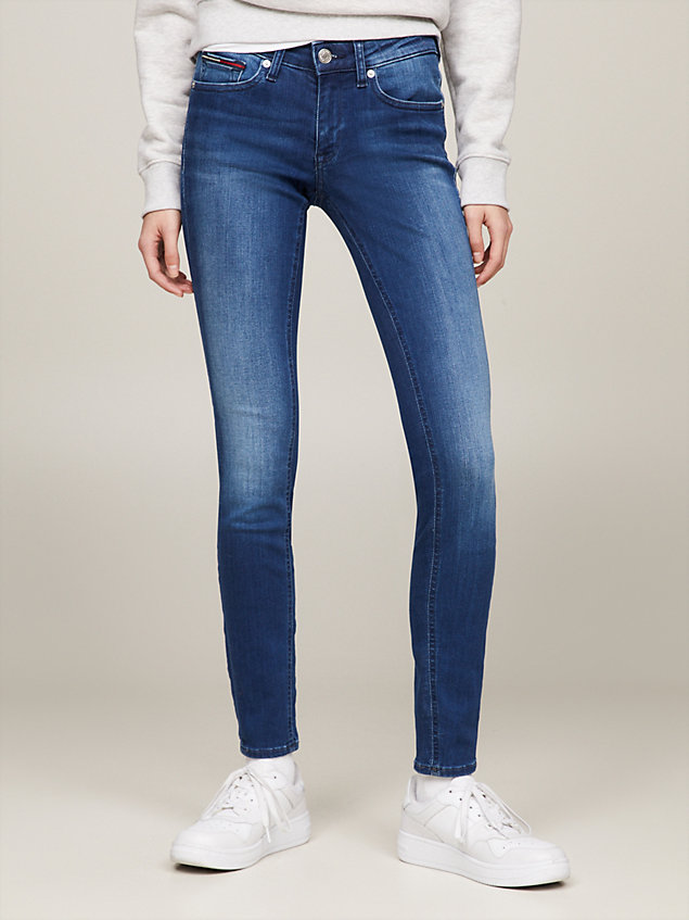 denim sophie skinny fit jeans mit fade-effekt für damen - tommy jeans