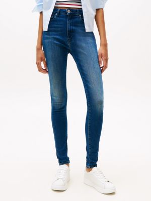 denim sylvia super skinny fit jeans mit hohem bund für damen - tommy jeans