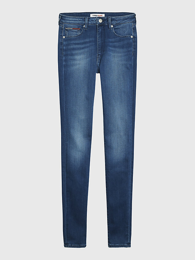 denim sylvia super skinny fit jeans mit hohem bund für damen - tommy jeans
