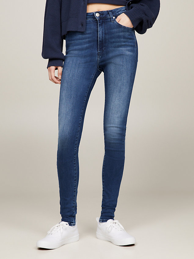 denim sylvia super skinny fit jeans mit hohem bund für damen - tommy jeans