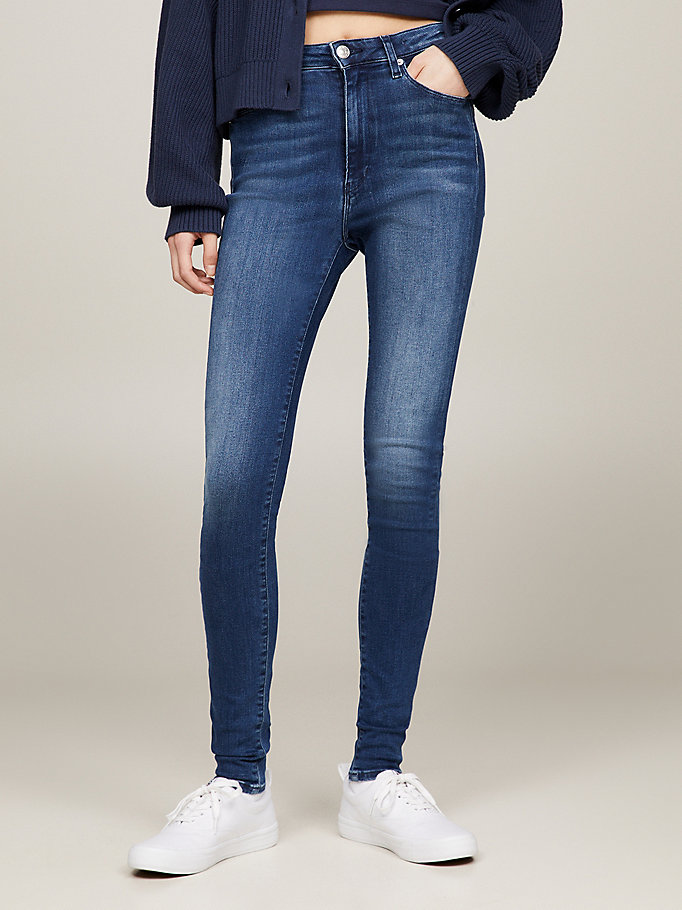 jean super skinny sylvia taille haute denim pour women tommy jeans