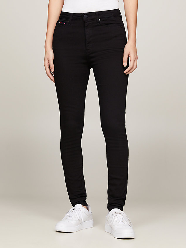 denim sylvia high rise super skinny black jeans for women tommy jeans