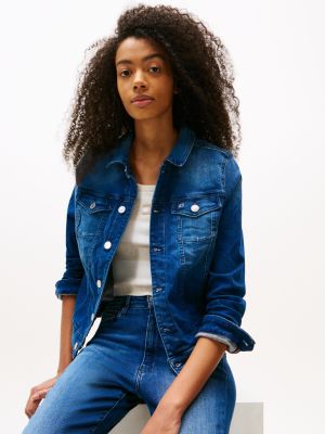 denim slim fit jeansjacke aus reiner baumwolle für damen - tommy jeans