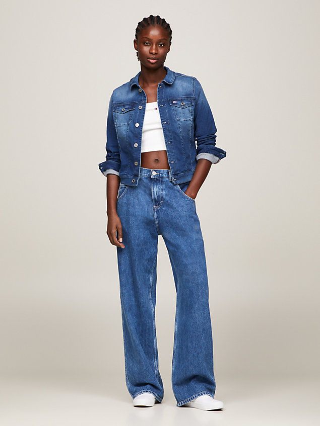 denim organic cotton slim fit denim jacket for women tommy jeans