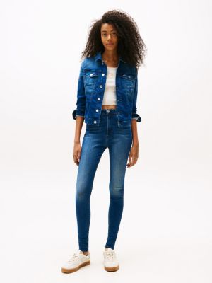 Bleu délavé, Veste en denim - Femme - Pur Coton