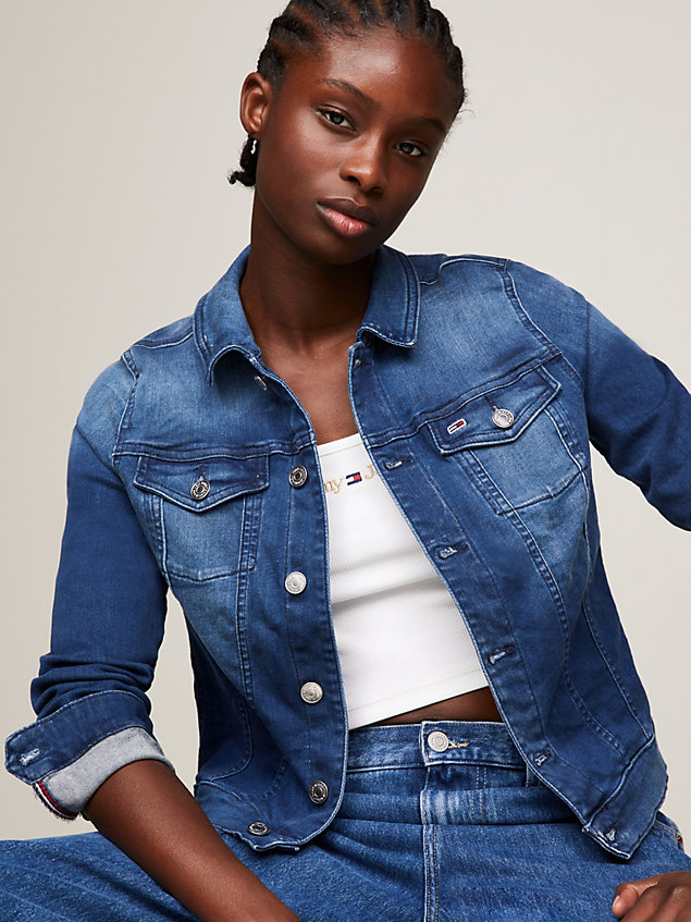 denim organic cotton slim fit denim jacket for women tommy jeans