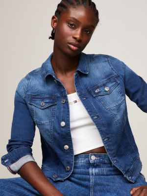 denim pure cotton slim fit denim jacket for women tommy jeans