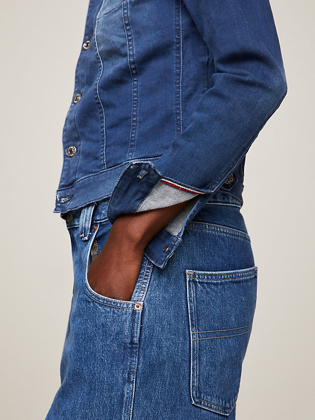 giacca slim fit in denim di cotone biologico denim da donna tommy jeans