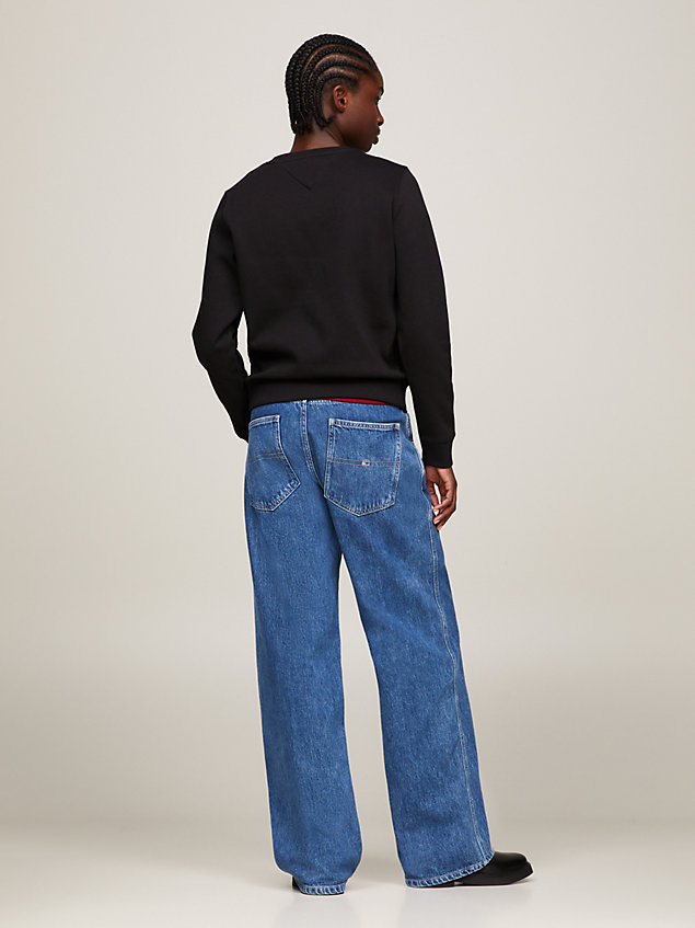black organic cotton regular fit fleece sweatshirt for women tommy jeans