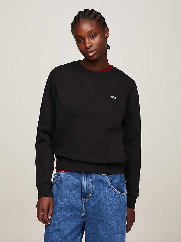 black regular fit sweatshirt van biologisch katoen voor dames - tommy jeans