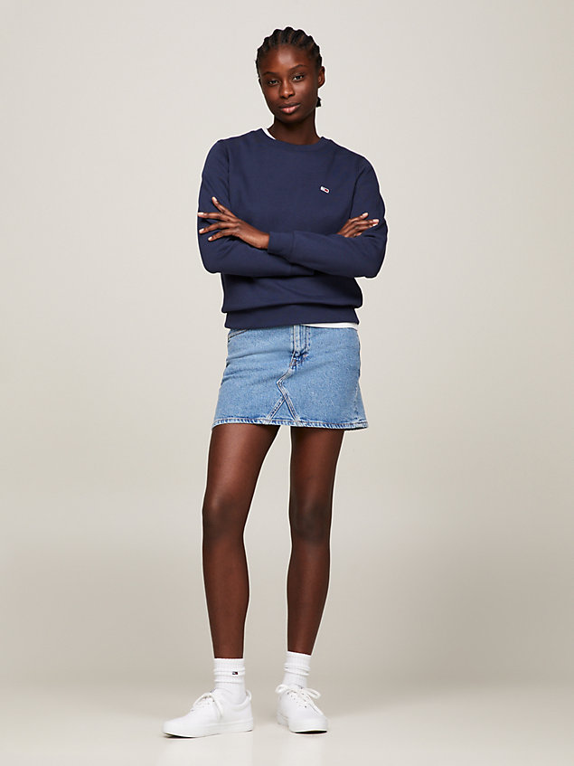 blue organic cotton regular fit fleece sweatshirt for women tommy jeans
