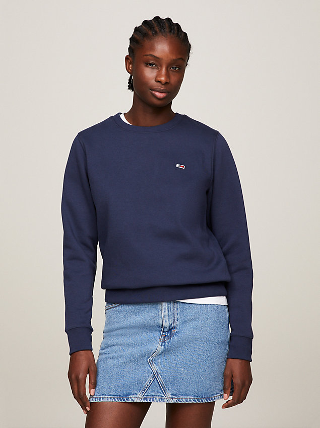 blue regular fit sweatshirt van biologisch katoen voor dames - tommy jeans