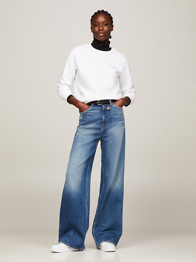white regular fit sweatshirt van biologisch katoen voor dames - tommy jeans
