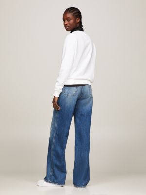 white regular fit sweatshirt van biologisch katoen voor dames - tommy jeans