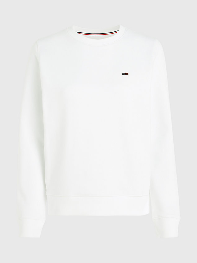 white organic cotton regular fit fleece sweatshirt for women tommy jeans