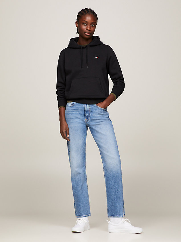 sudadera de algodón orgánico con capucha black de mujer tommy jeans