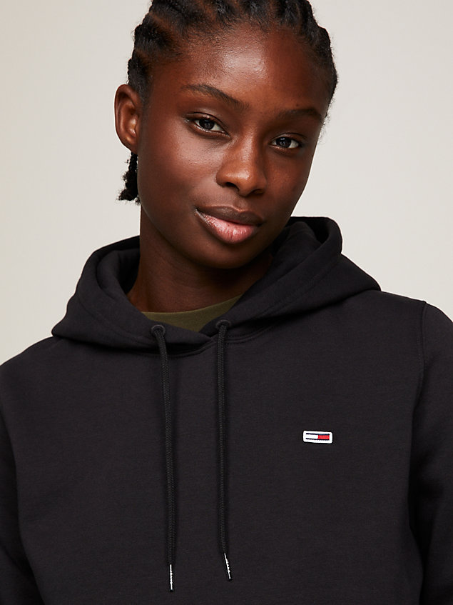 black organic cotton regular fit hoody for women tommy jeans