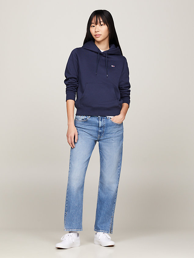 blue regular fit hoodie van biologisch katoen voor dames - tommy jeans