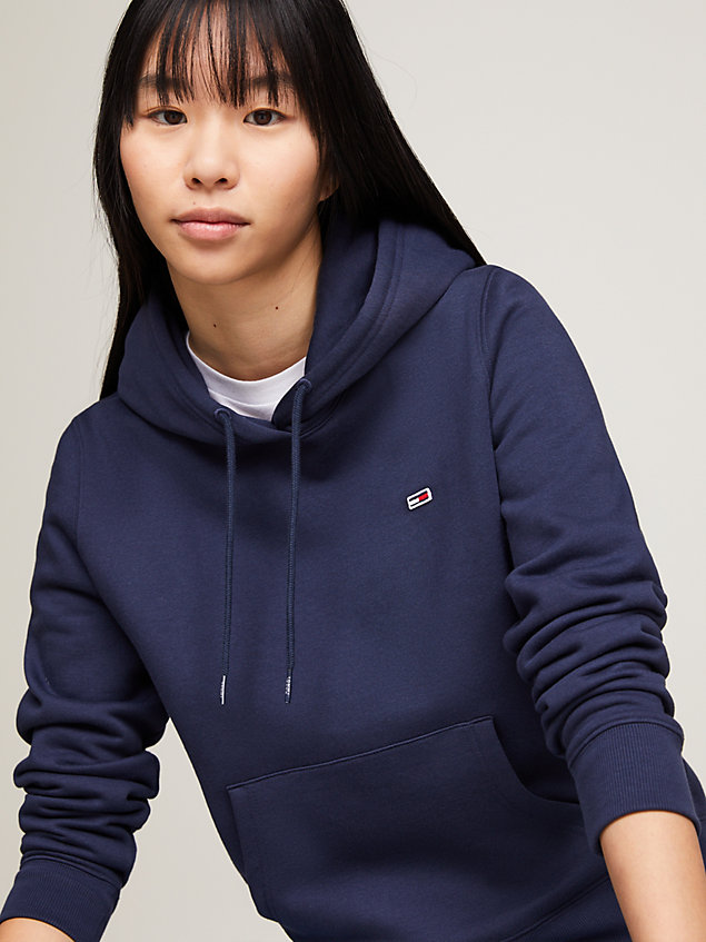 blue organic cotton regular fit hoody for women tommy jeans