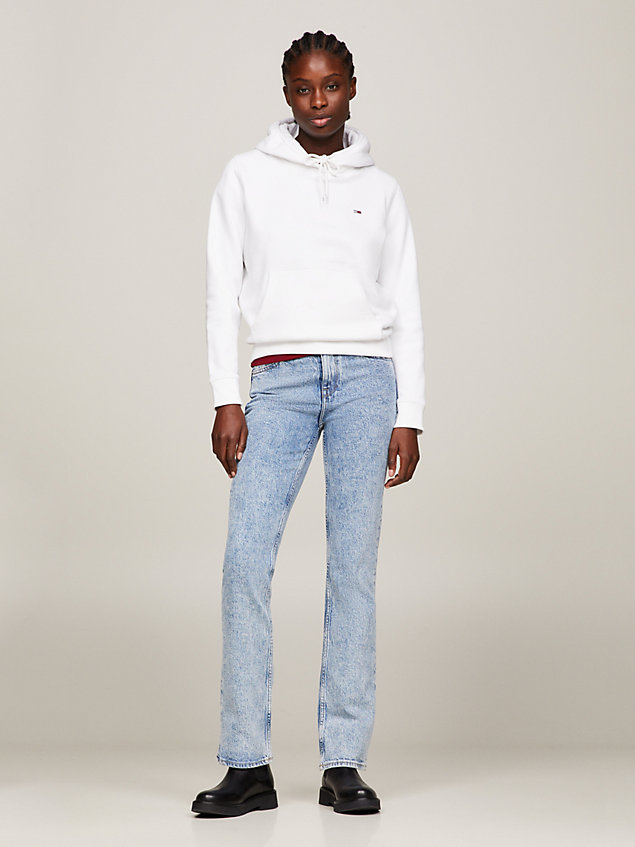 white regular fit hoodie van biologisch katoen voor dames - tommy jeans