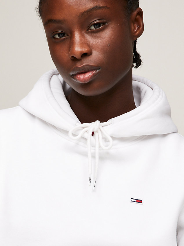 white organic cotton regular fit hoody for women tommy jeans