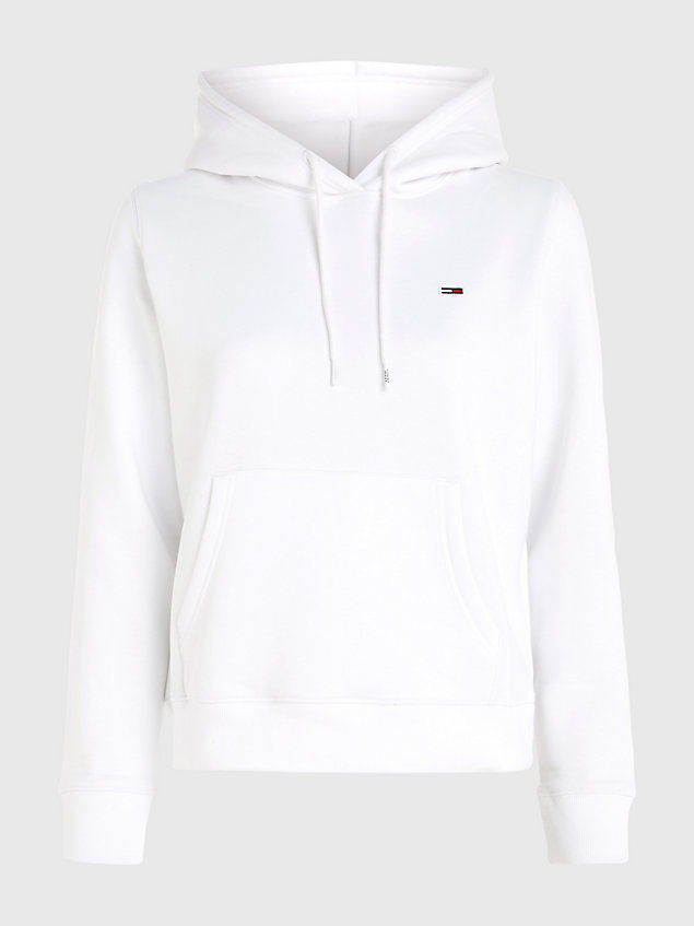 white organic cotton regular fit hoody for women tommy jeans