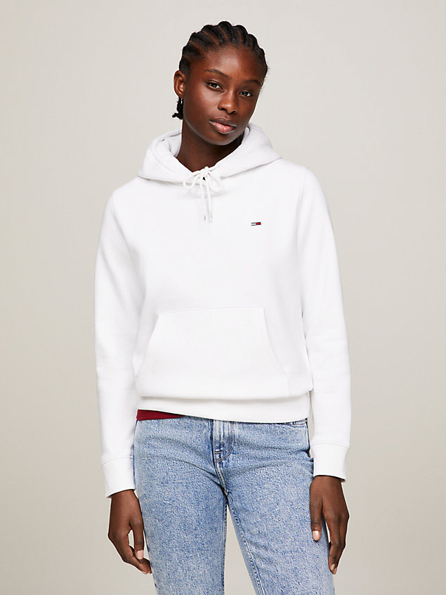 white regular fit hoodie aus bio-baumwolle für damen - tommy jeans