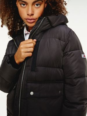 tommy jeans black hooded parka