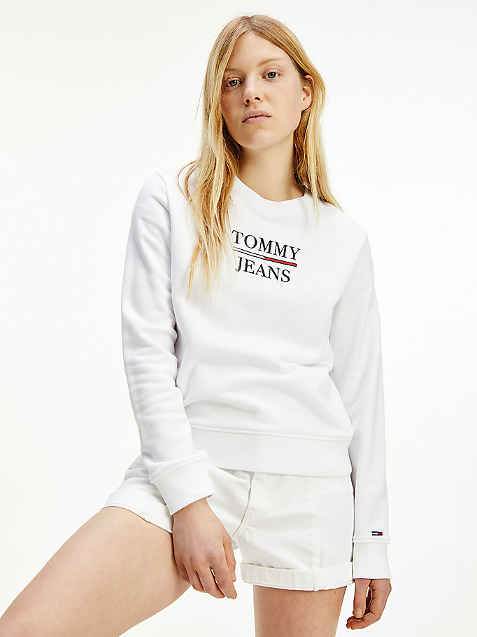 white logo slim fit sweatshirt for women tommy jeans