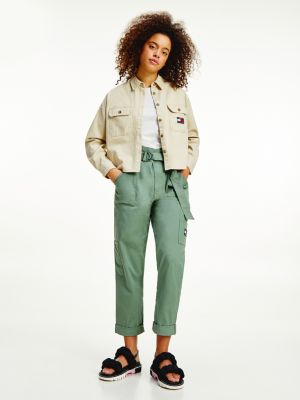 Tommy Badge Cropped Utility Shirt 