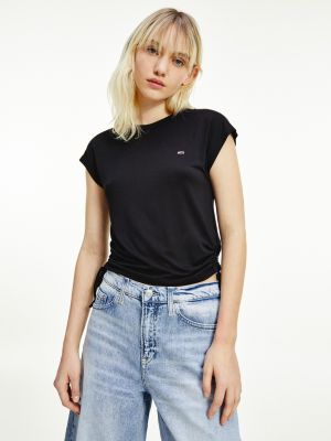 Side Bow Detail T-Shirt | BLACK | Tommy 