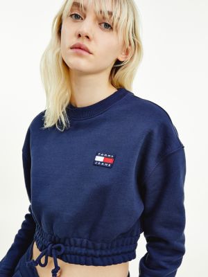 Ukorochennyj Svitshot S Emblemoj Sinij Tommy Hilfiger