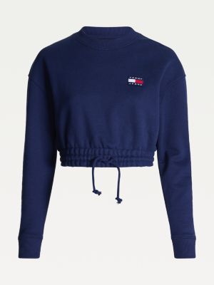 Ukorochennyj Svitshot S Emblemoj Sinij Tommy Hilfiger