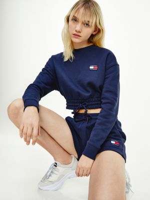 Ukorochennyj Svitshot S Emblemoj Sinij Tommy Hilfiger