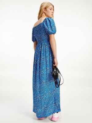 Leopard Print Viscose Maxi Dress Blue Tommy Hilfiger 