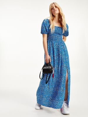 Leopard Print Viscose Maxi Dress | BLUE 