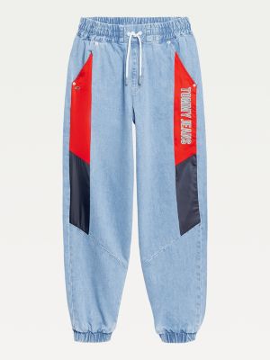 High Rise Pull-On Denim Trousers 