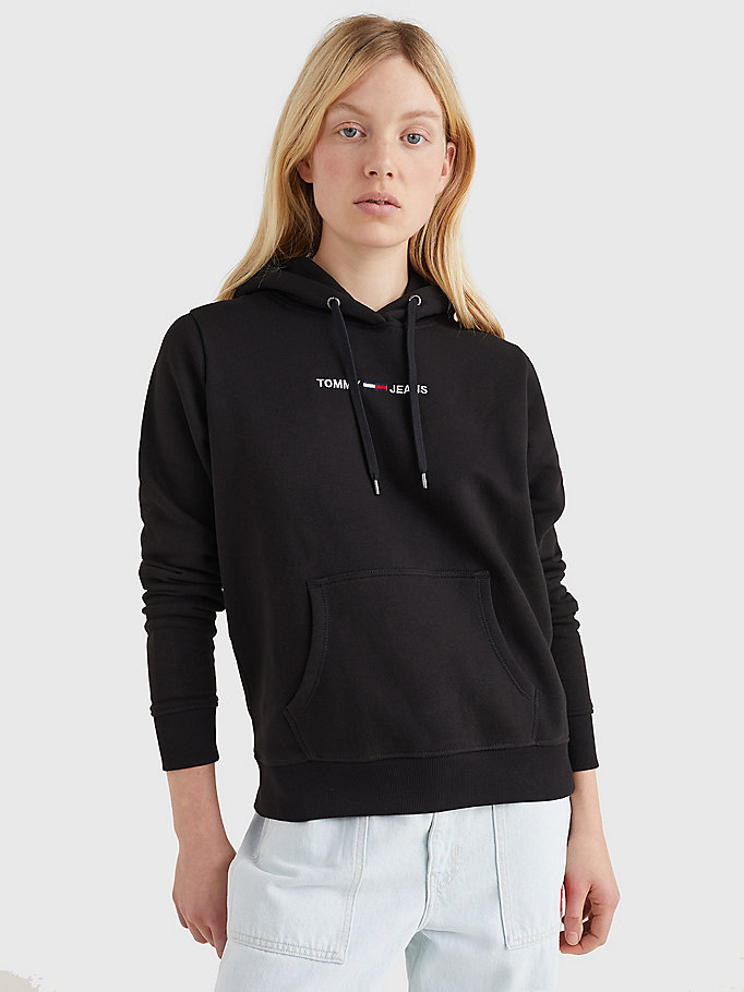 black linear logo hoody for women tommy jeans