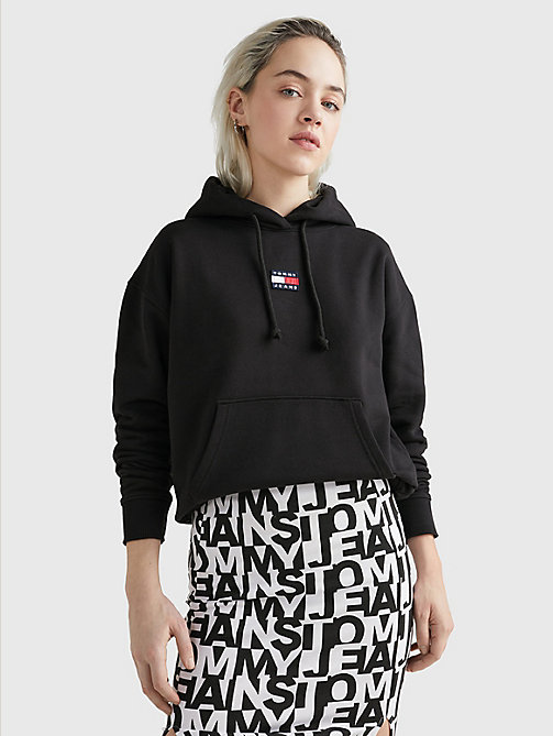 black tommy badge hoody for women tommy jeans