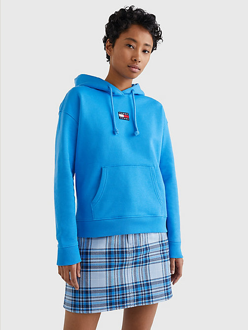 blue tommy badge hoody for women tommy jeans