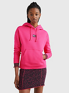 pink essential badge boxy fit hoody for women tommy jeans